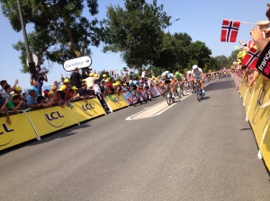 The sprint at the end of the 12th stage of the Tour de France in Tours