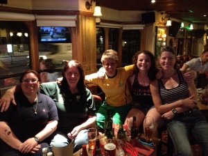 Cricket gals reunited at a London pub